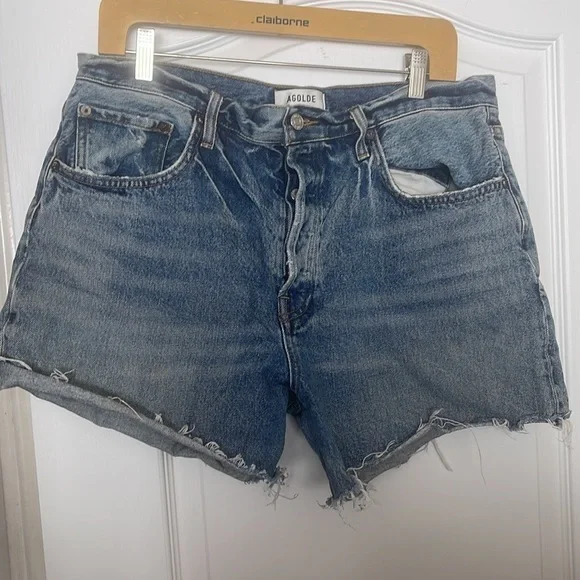 Agolde Riley High Rise Slim Leg Shorts Size 32 - Picture 4 of 8